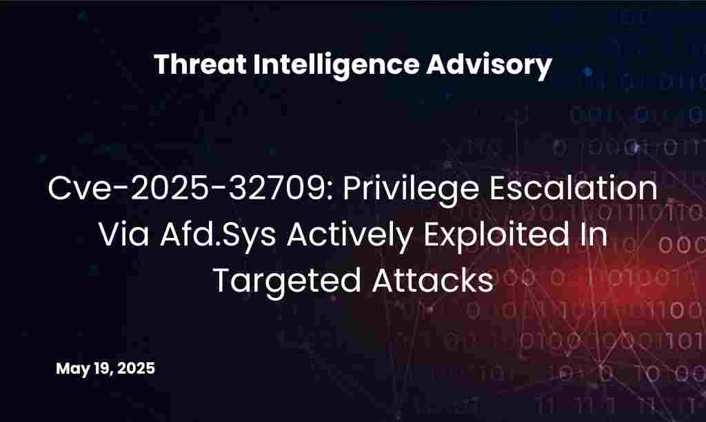 Cve-2025-32709 Privilege Escalation Via Afd.Sys Actively Exploited In Targeted Attacks