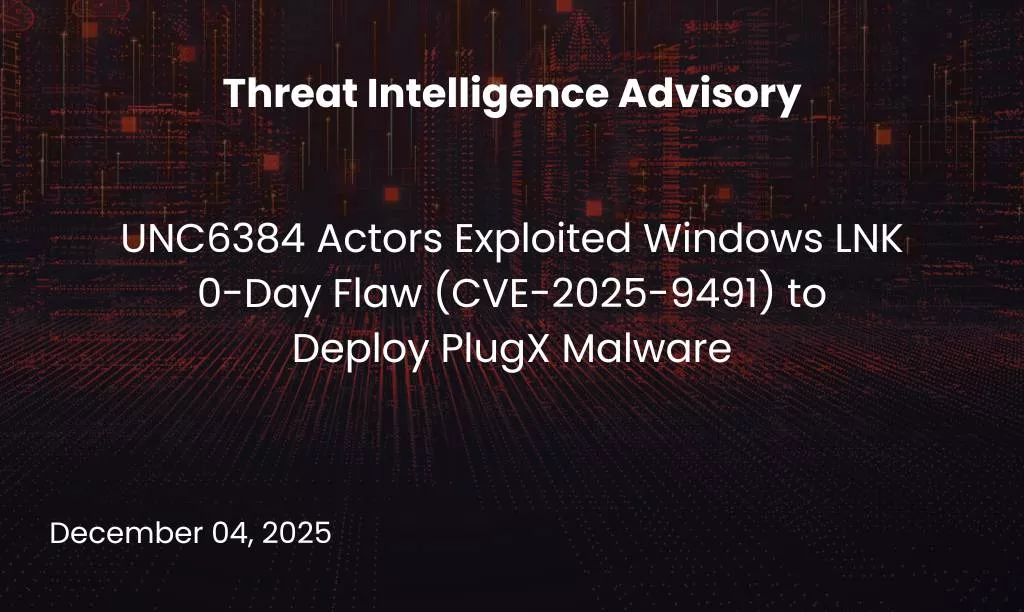 UNC6384 Actors Exploited Windows LNK 0-Day Flaw to Deploy PlugX Malware