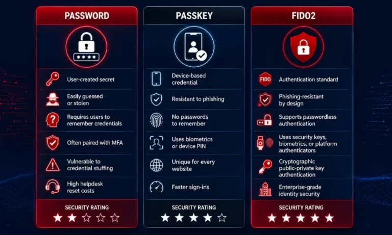 password vs passkey vs fido2 comparison password vs passkey vs fido2 comparison