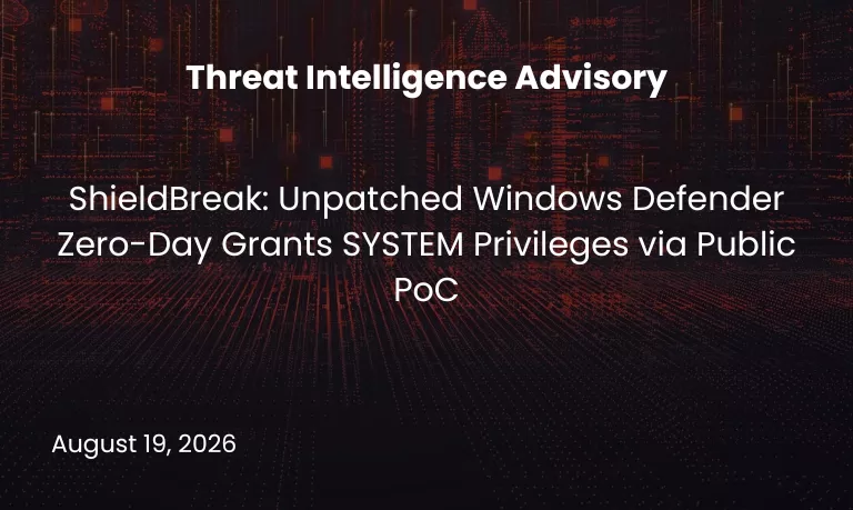 ShieldBreak: Unpatched Windows Defender Zero-Day Grants SYSTEM Privileges via Public PoC
