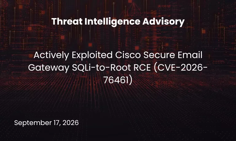 Actively Exploited Cisco Secure Email Gateway SQLi-to-Root RCE (CVE-2026-76461)